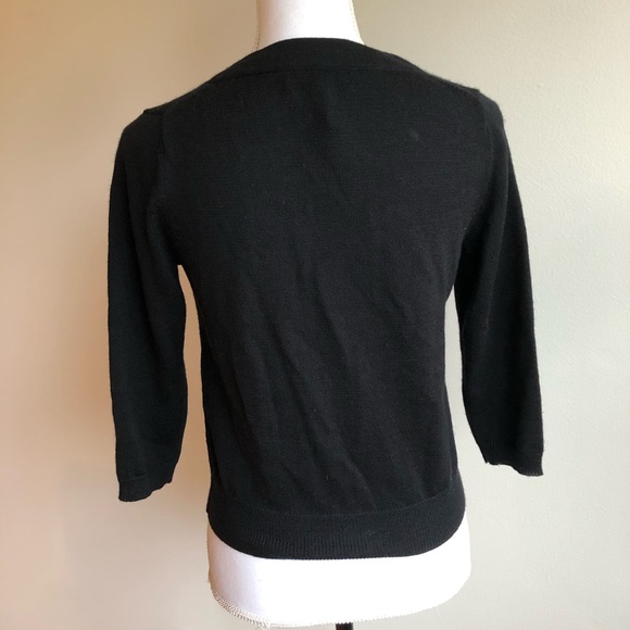 Banana Republic 100% Merino Wool Black Tie Neck Cardigan Shrug - Picture 2 of 6